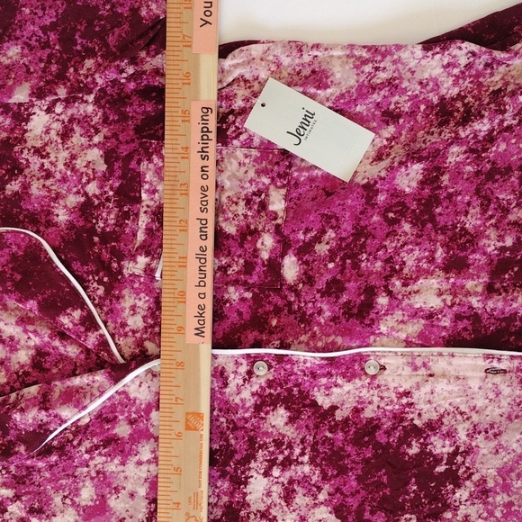 Jenni Pajama Set Women's S‎ Pink Tie Dye Long Sleeve Notch Collar Soft Lounge - Picture 7 of 10